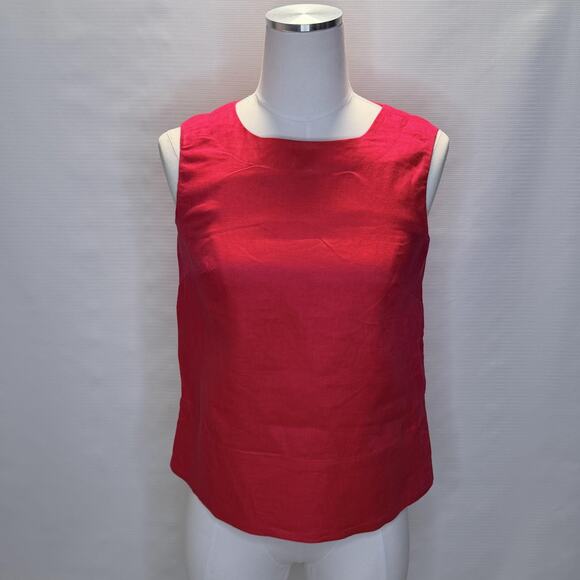 Hobbs London Shirt Womens US 2 Rouge Pink Malindi Linen Sleeveless Back Button - Picture 3 of 15